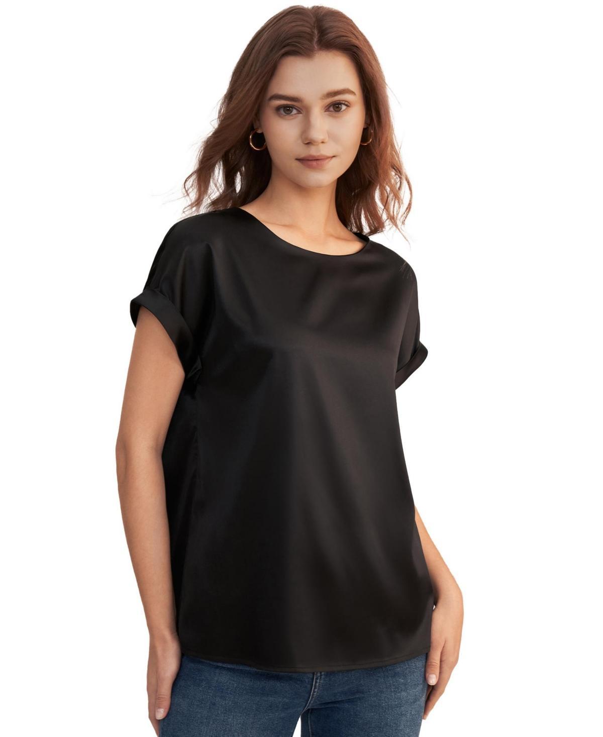 Lilysilk Womens Short Sleeves Round Neck Silk Tee Product Image