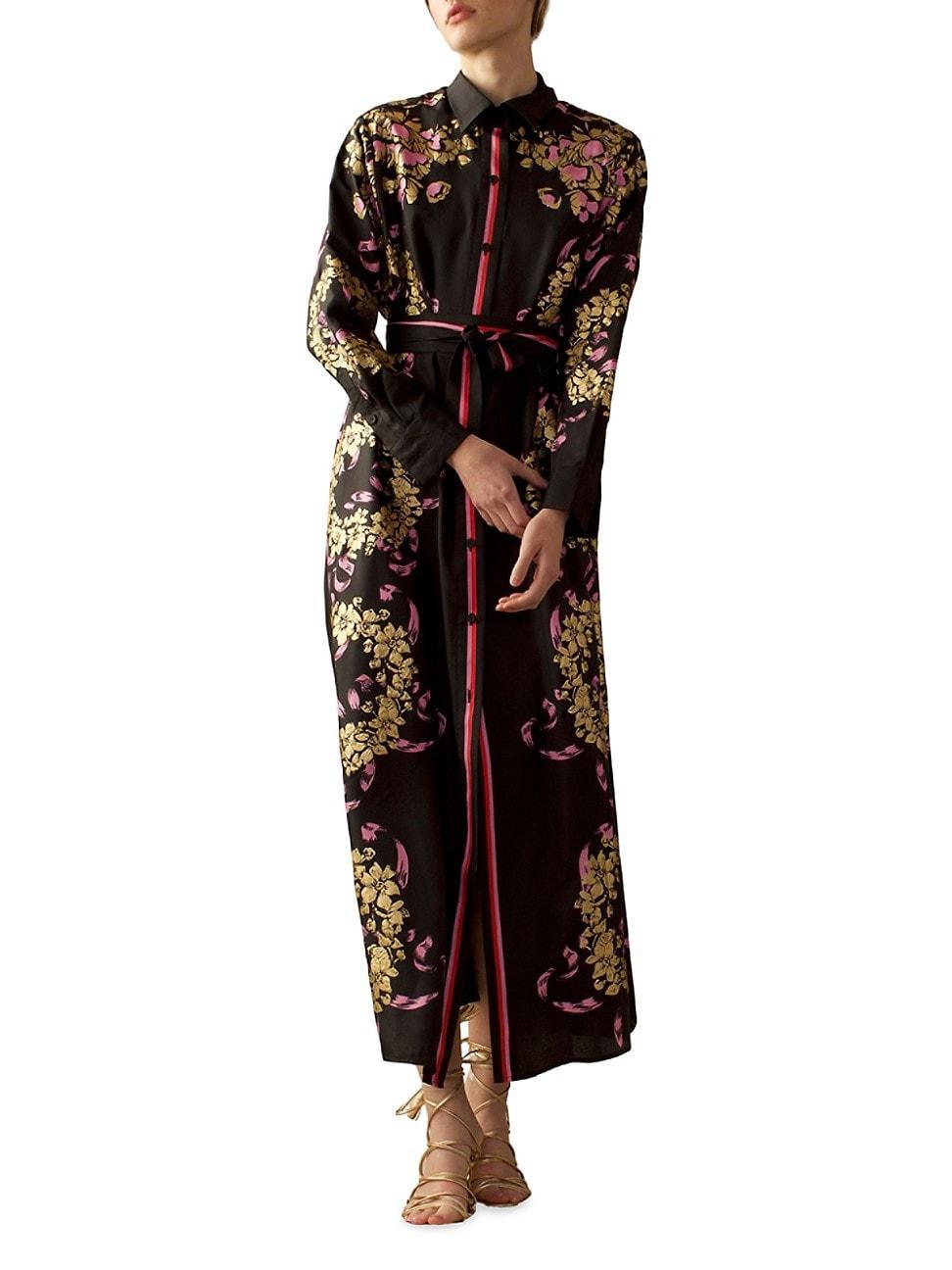 Womens Floral Silk Shirtdress Product Image