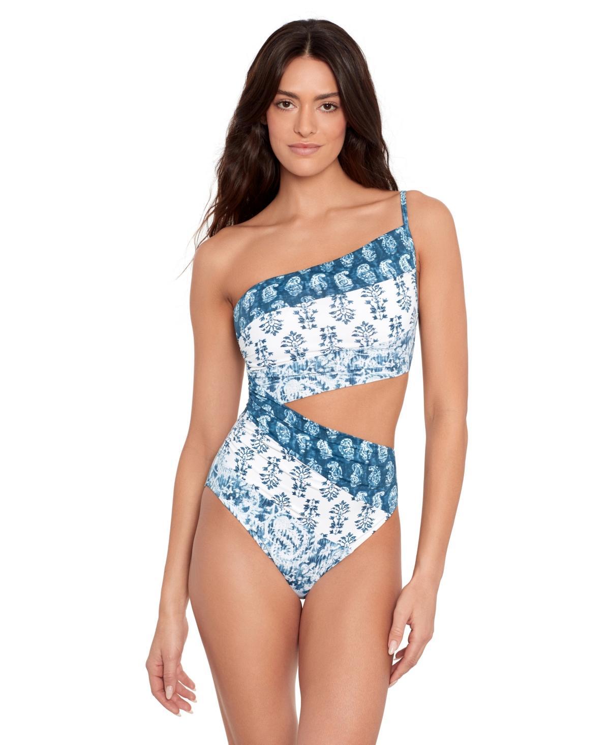 Lauren Ralph Lauren Womens Printmix One Shoulder One Piece Swimsuit Product Image