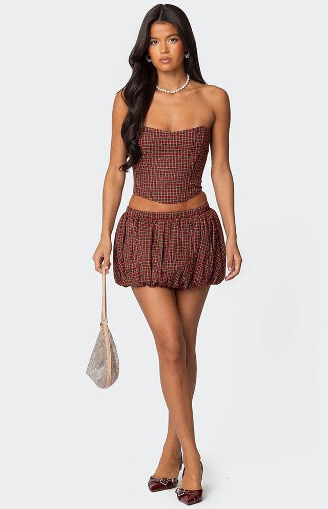 Edikted Women's Marlene Plaid Bubble Mini Skirt Product Image