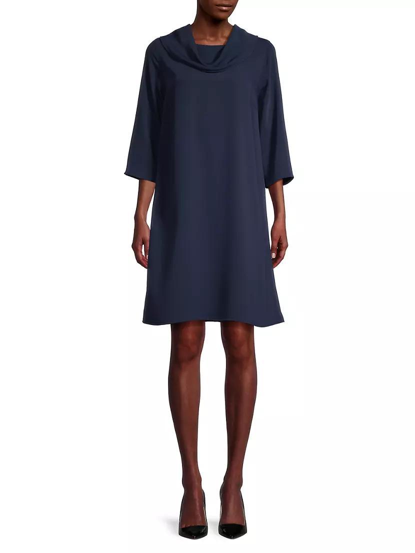 Cowlneck Crepe Shift Dress Product Image