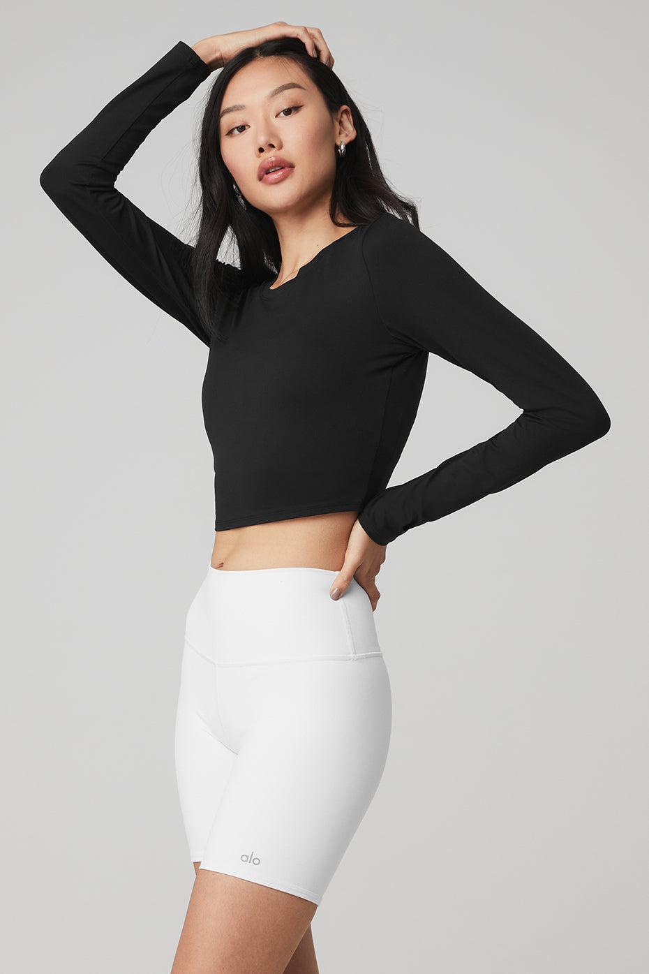 Alosoft Crop Finesse Long Sleeve - Black Female Product Image