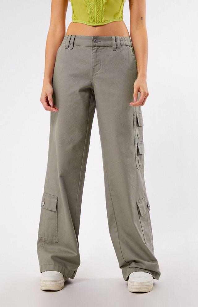 Women's Elastic Waist Low Rise Baggy Cargo Pants - Product Image