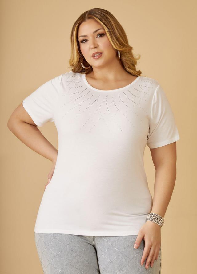 Plus Size Crystal Embellished Jersey Tee Ashley Stewart Product Image