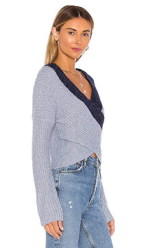 superdown Lanah Wrap Sweater in Navy. Size L. product image