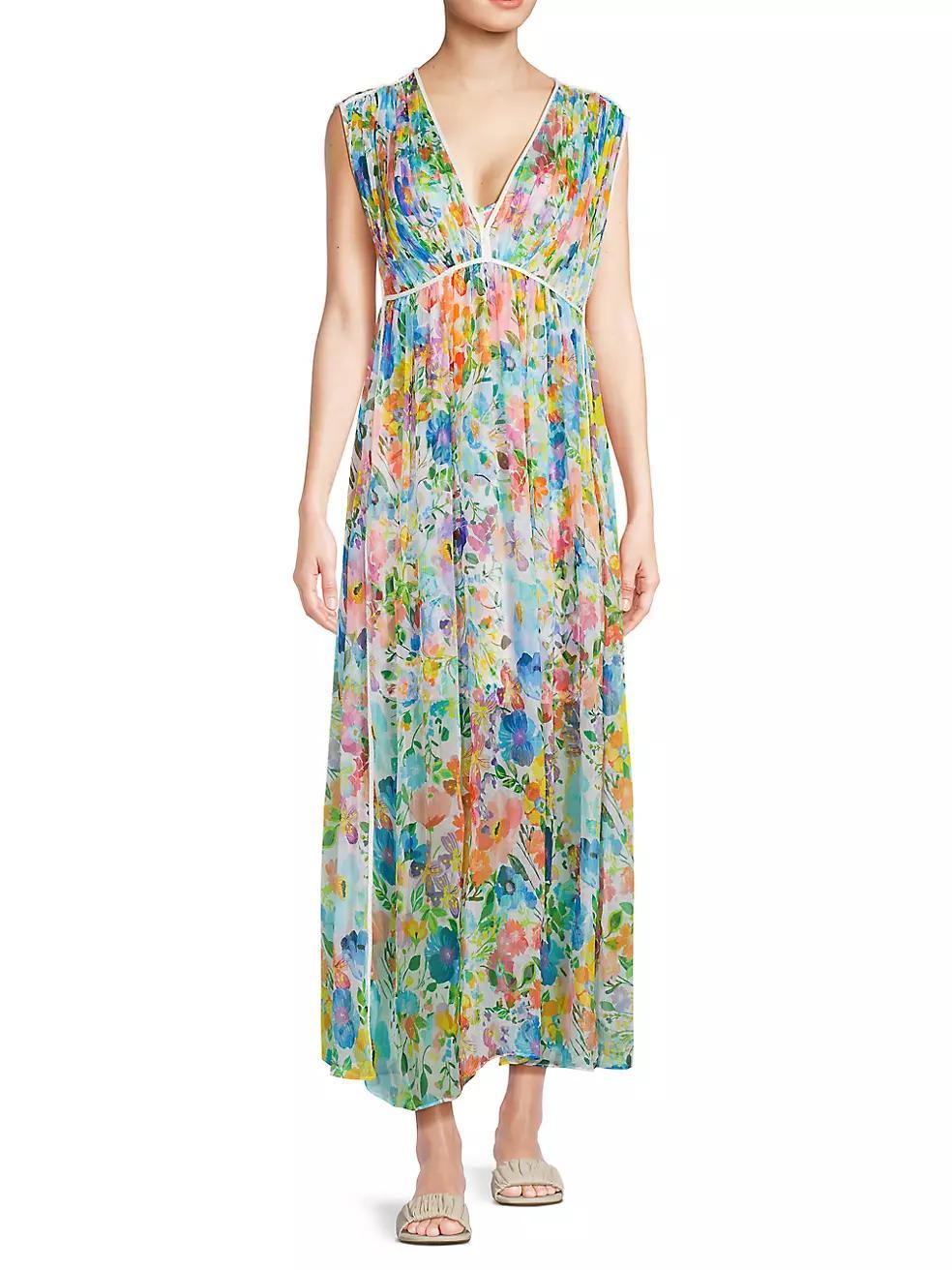 Dylane Floral Silk Maxi Dress Product Image