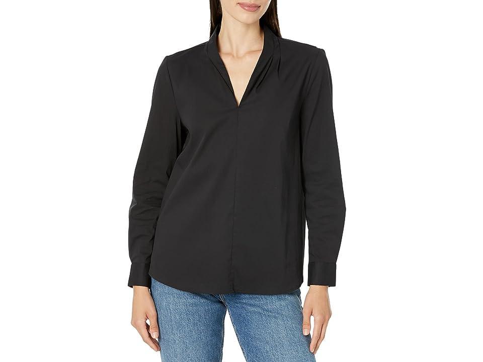 Liverpool Los Angeles V-Neck Long Sleeve Poplin Blouse Product Image