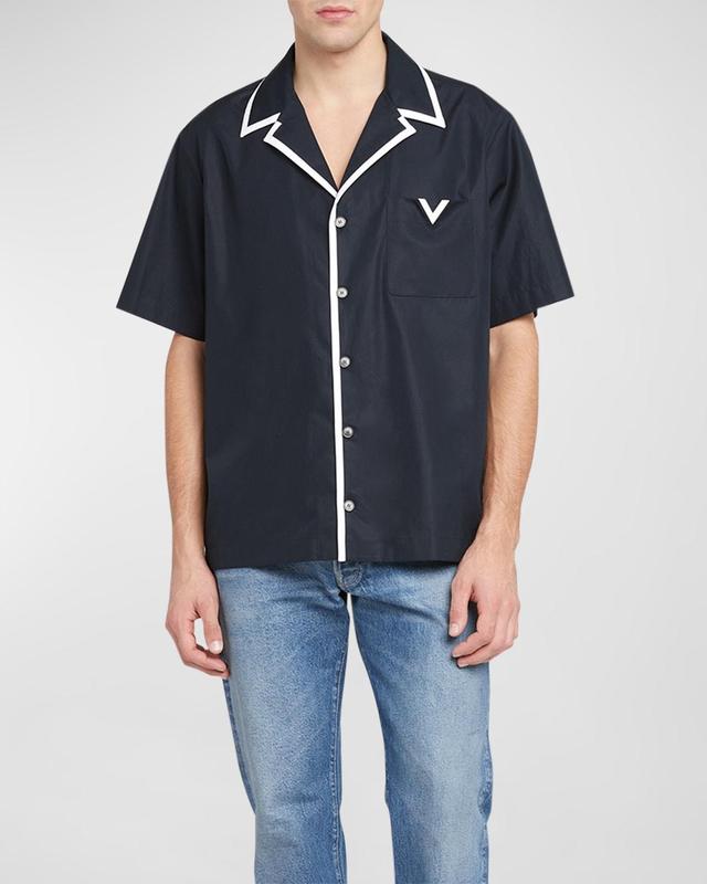 Mens Bowling Shirt with Rubberized V Detail Product Image