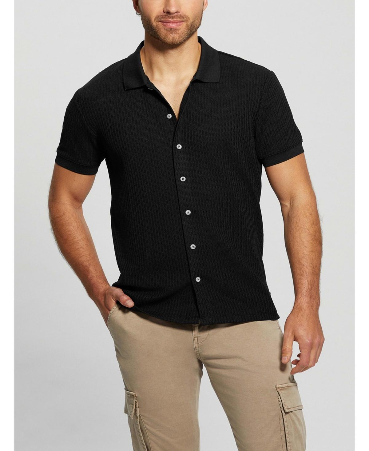 Guess Mens Pointelle Short Sleeve Knit Shirt Product Image