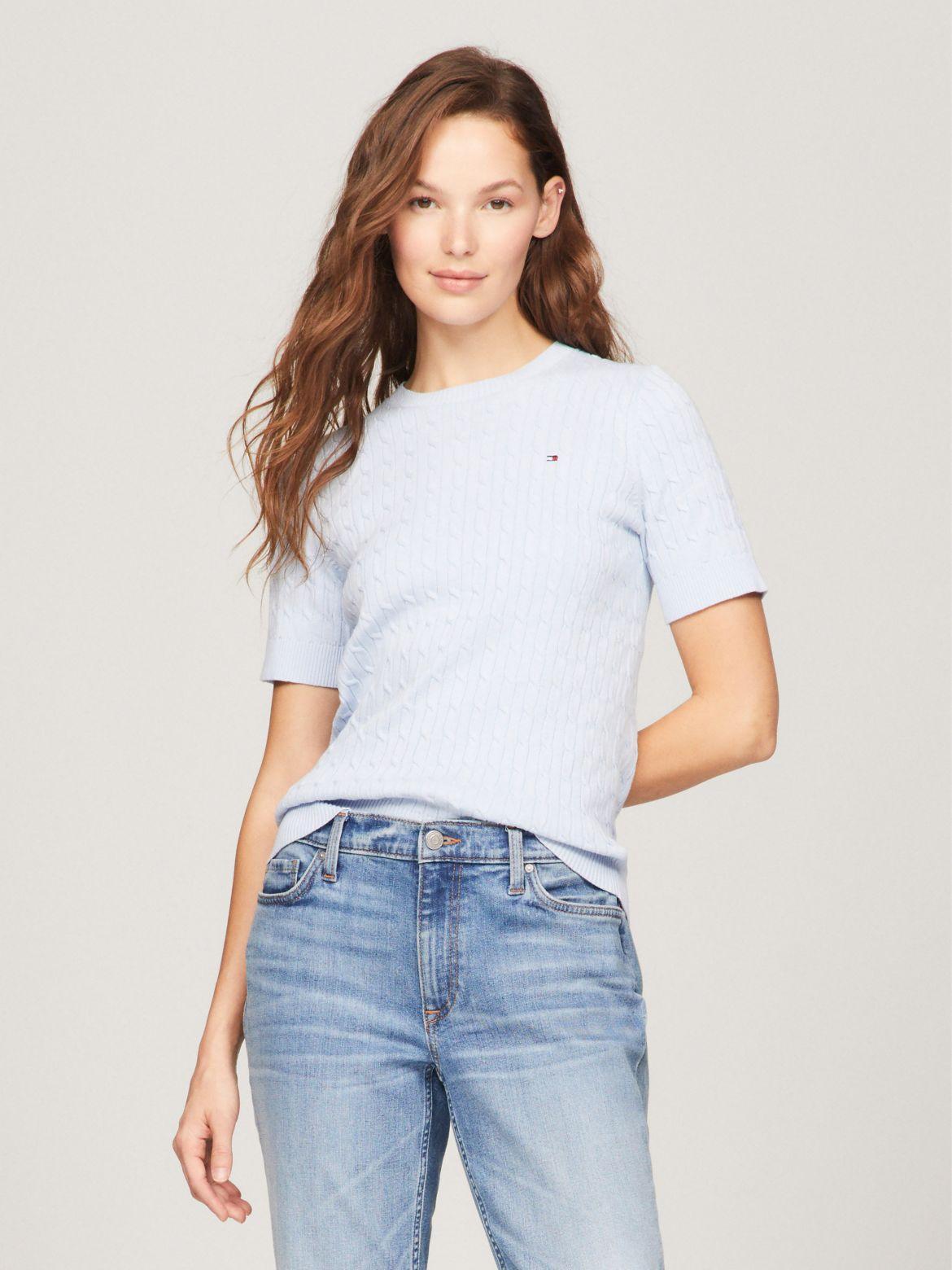 Tommy Hilfiger Women's Short-Sleeve Cable Knit Sweater Product Image