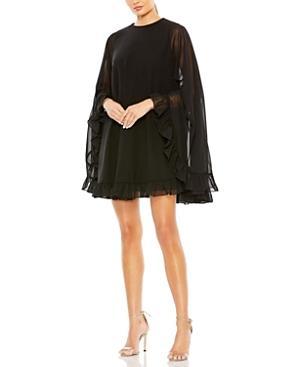 Mac Duggal High Neck Ruffle Hem Cape Mini Dress Product Image