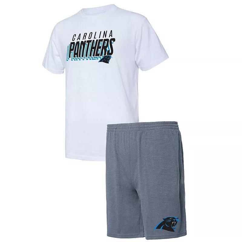 Mens Concepts Sport /White Carolina Panthers Downfield T-Shirt & Shorts Sleep Set Grey Product Image