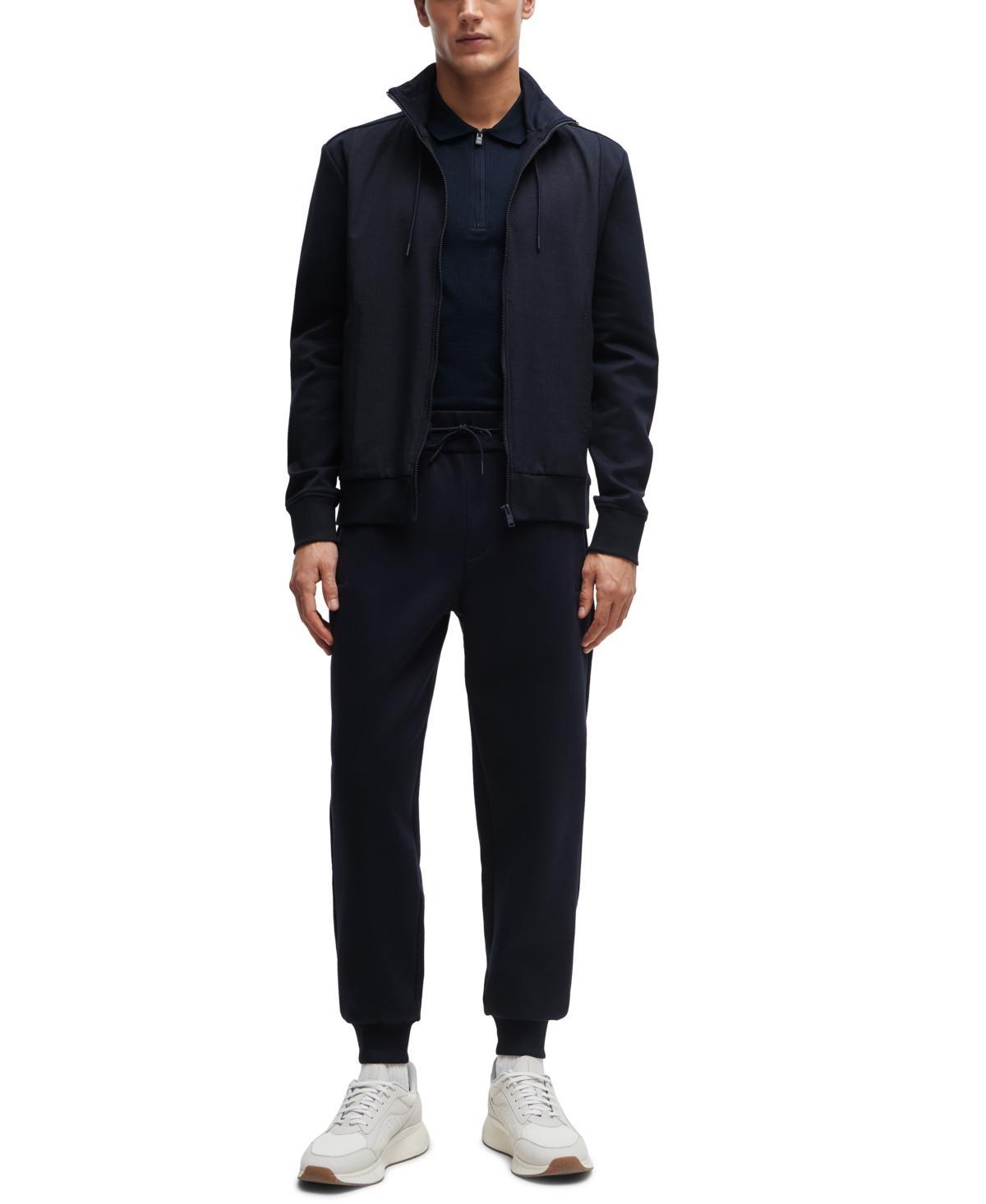 Boss By  Men's Mesh Trim Tracksuit Bottoms In Dark Blue Product Image