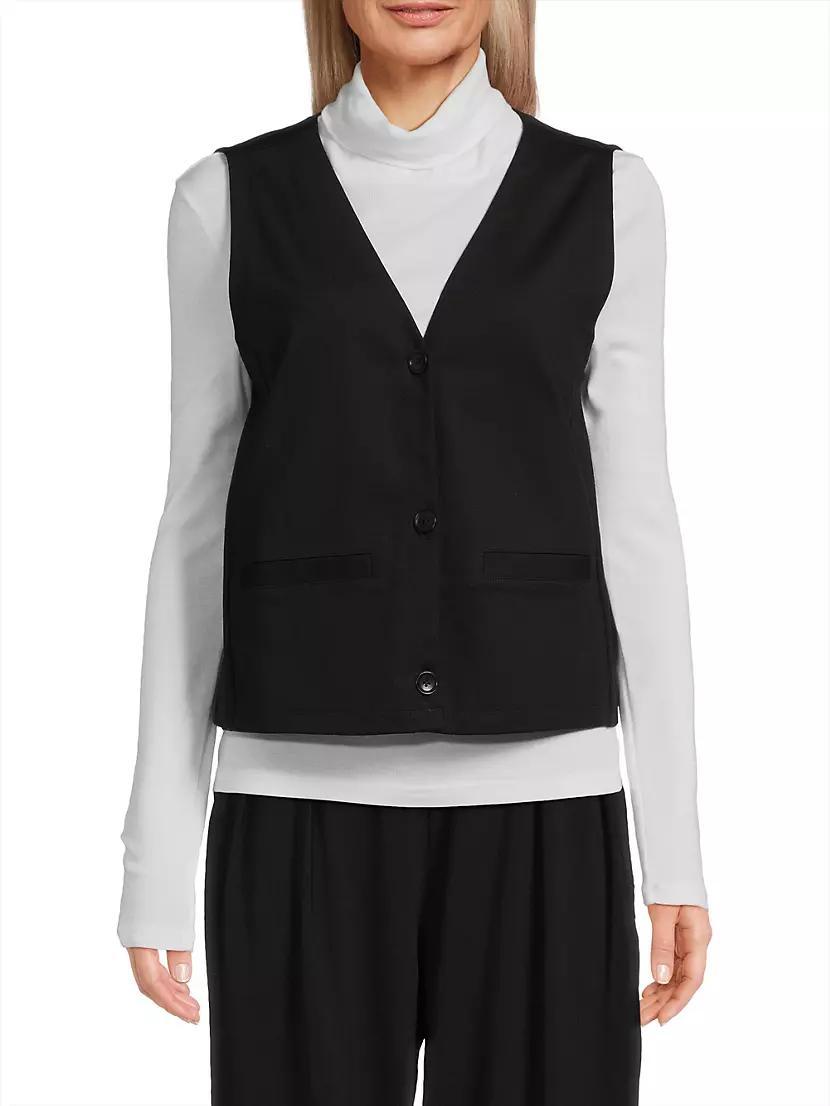 Womens V-Neck Button-Front Vest Product Image