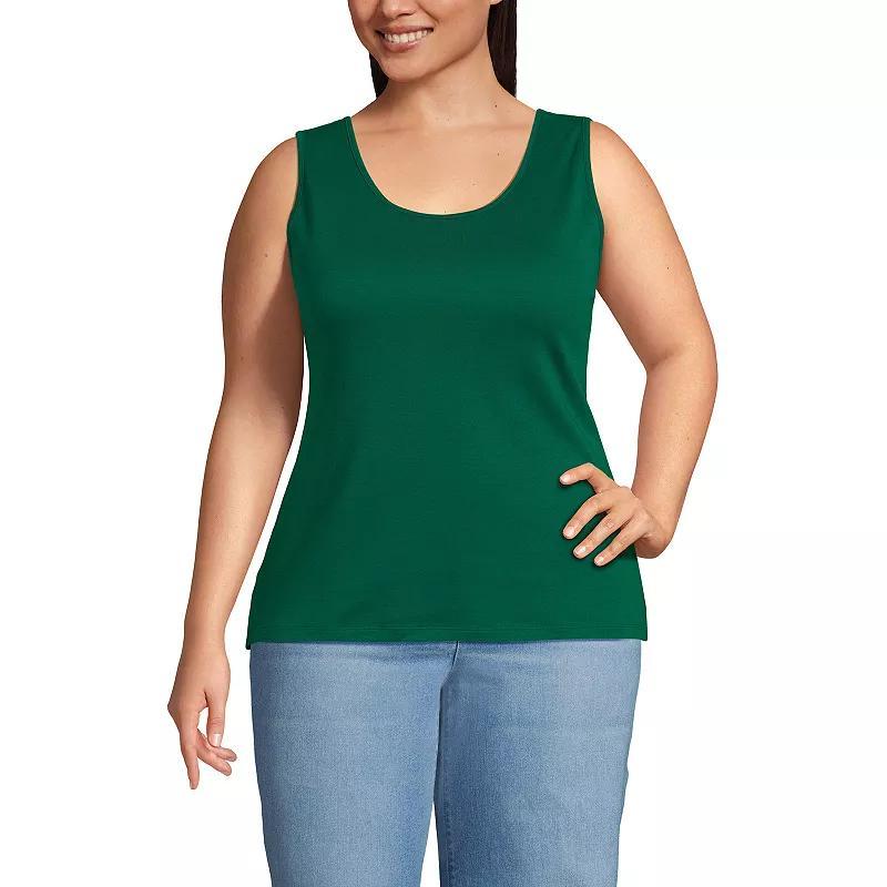 Plus Size Lands End Cotton Scoopneck Tank Top, Womens Bright Green Product Image