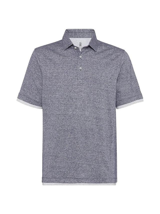 Mens Linen and Cotton Jersey Style Collar Polo Shirt Product Image