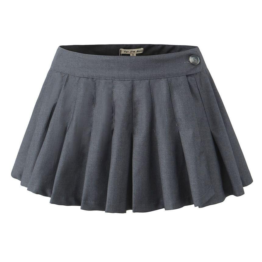 Low Rise Plain Mini Pleated A-Line Skirt product image