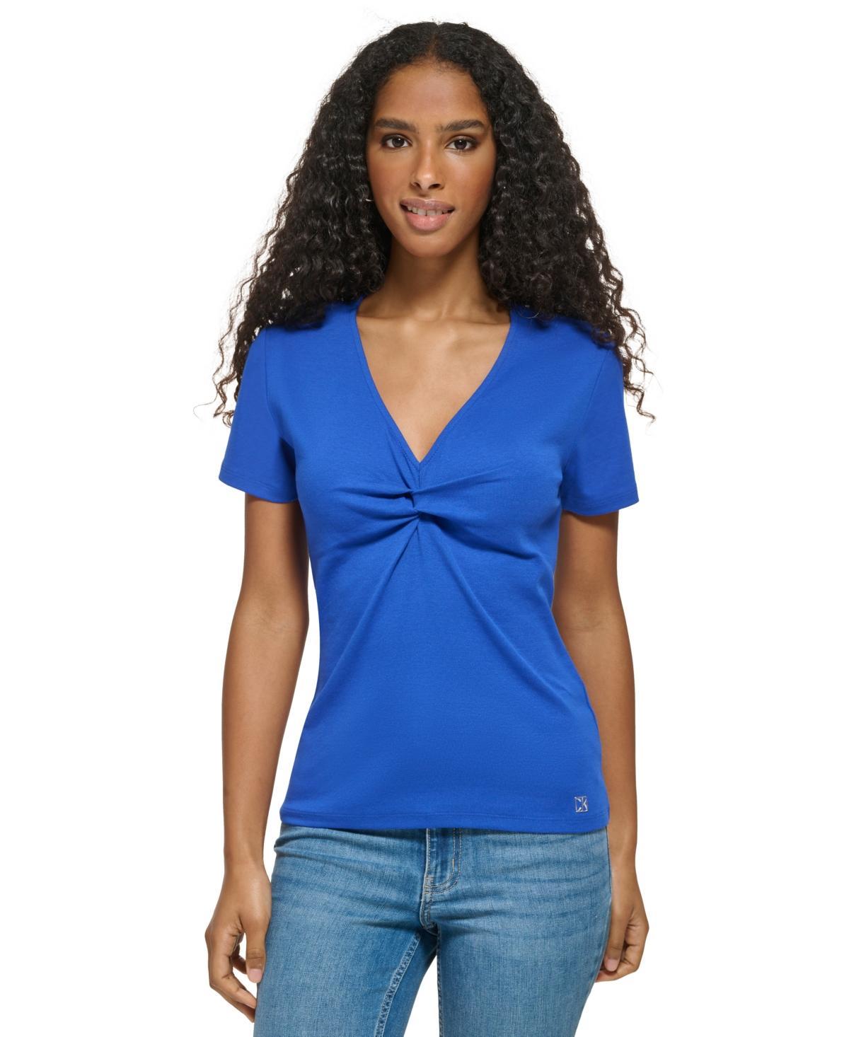 Calvin Klein Womens Twist Front V-Neck T-Shirt Product Image