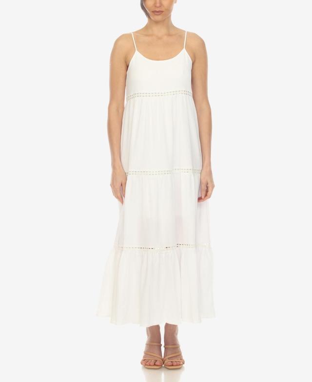 White Mark Womens Scoop Neck Tiered Maxi Dress Product Image