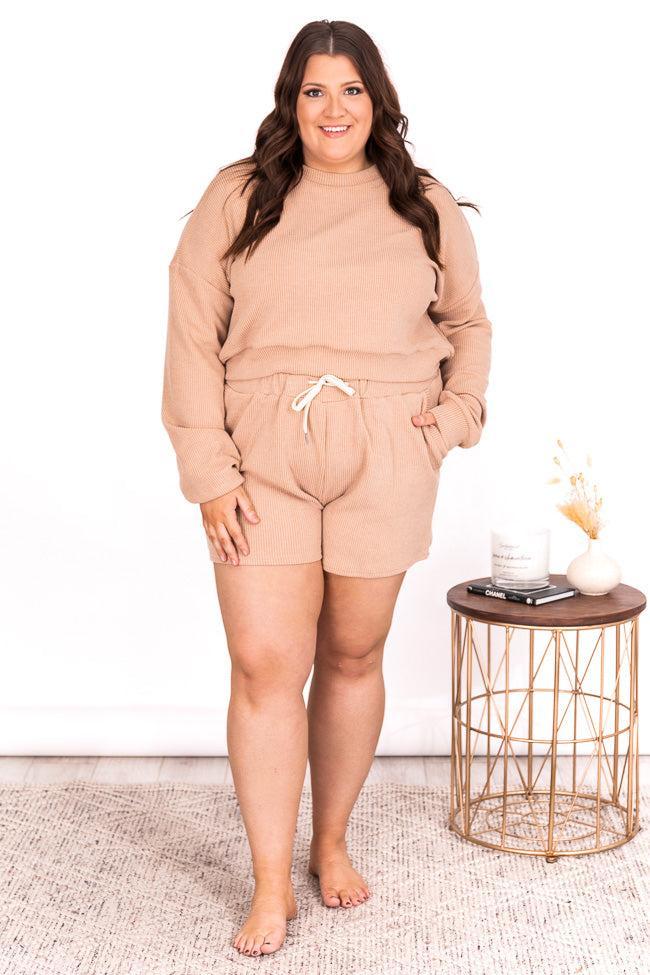 Why Not Taupe Cord Lounge Shorts FINAL SALE Product Image