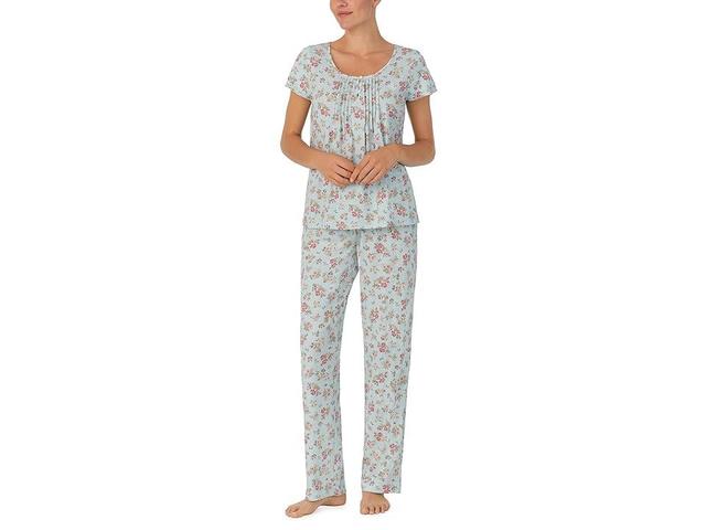 LAUREN Ralph Lauren Short Sleeve Flutter Sleeve Long Pants PJ Set (Sage Floral) Women's Pajama Sets Product Image