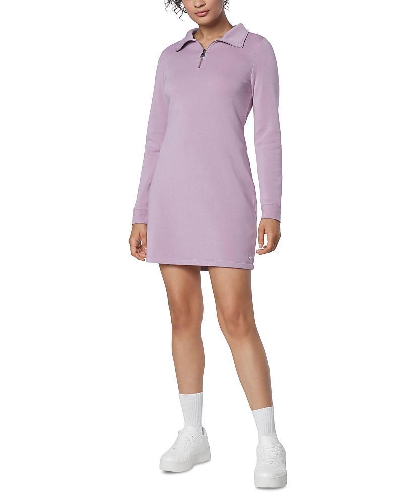 Andrew Marc Sport New York Performance Soft Knit Point Collar Long Sleeve Zipper Mini Dress Product Image