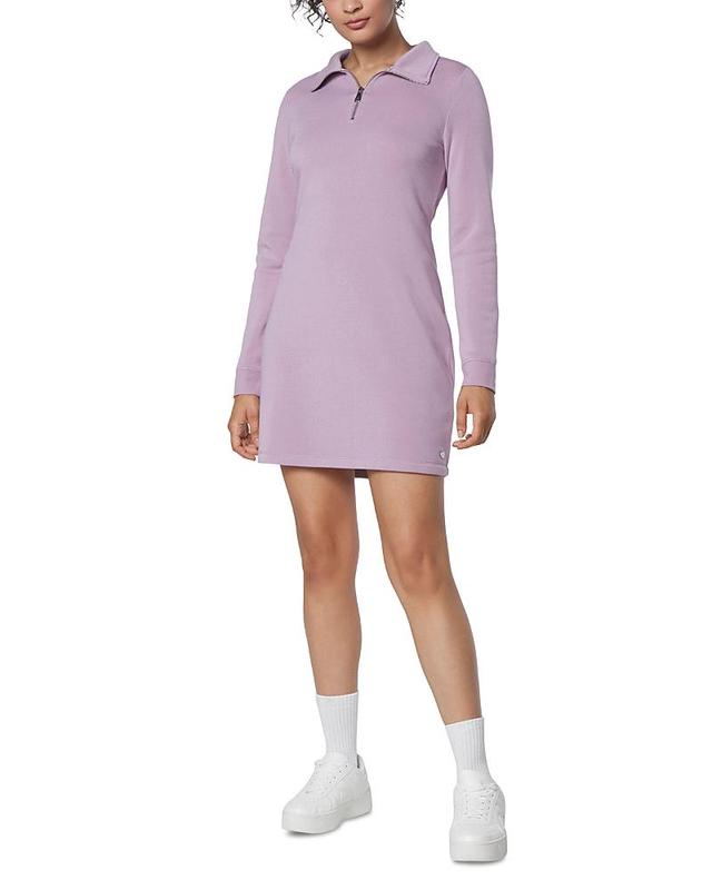 Andrew Marc Sport New York Performance Soft Knit Point Collar Long Sleeve Zipper Mini Dress Product Image