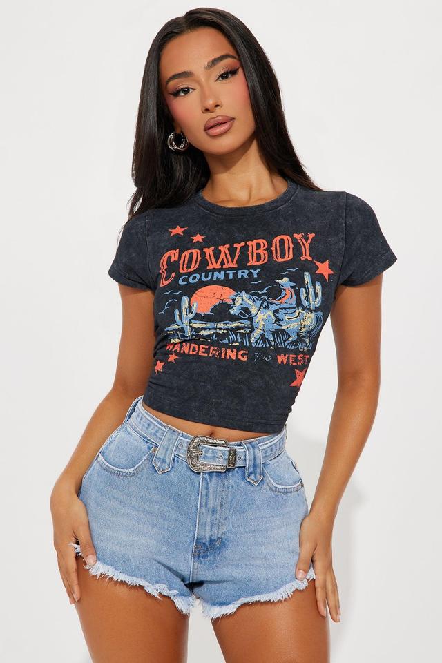 Cowboy Country Washed Fitted Tee - Black Wash Product Image