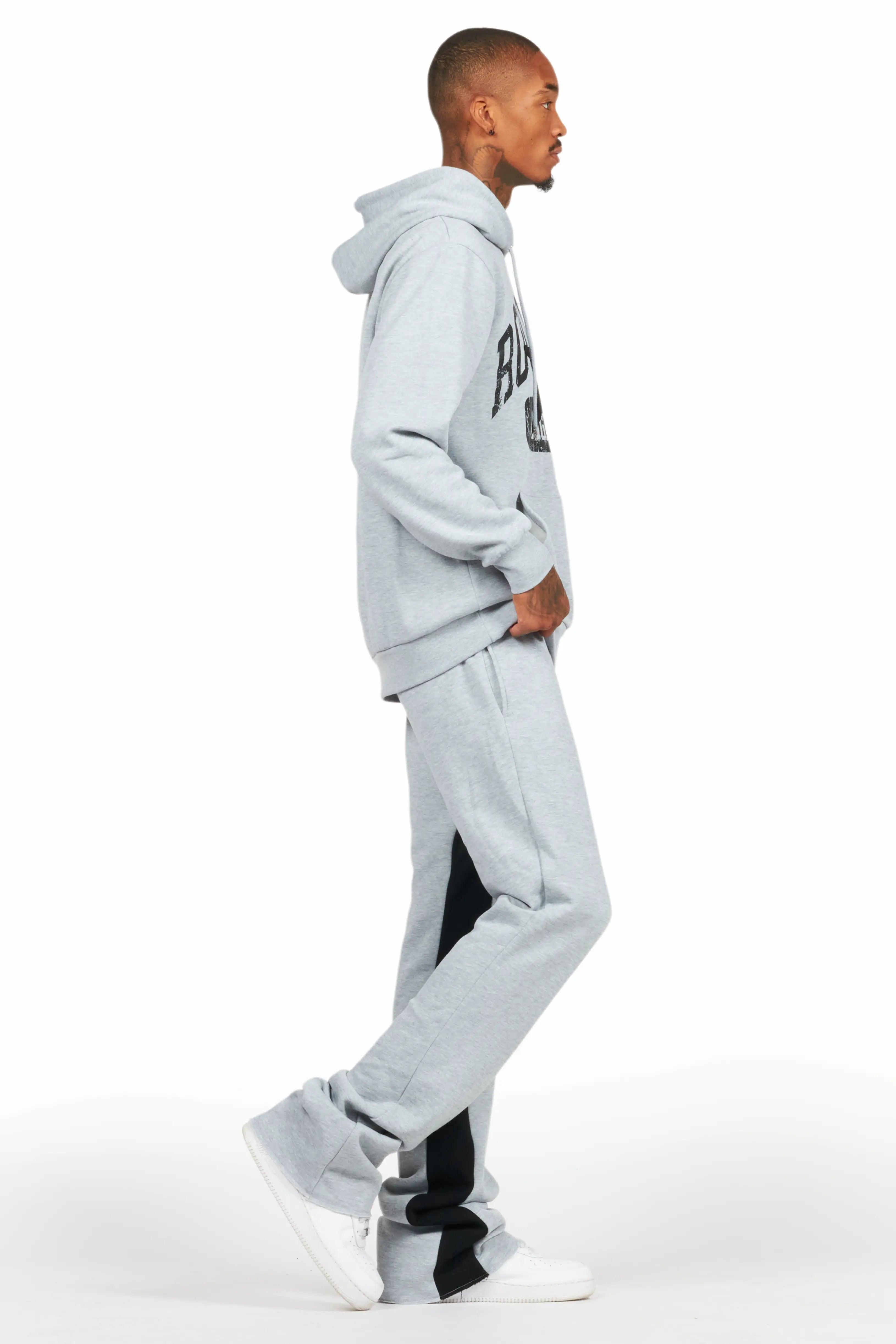 Mallor Heather Grey Baggy Stacked Hoodie Track Set Male Product Image