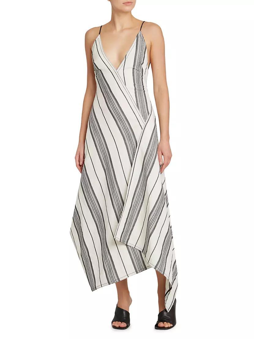 Linen-Cotton Striped Maxi Dress Product Image