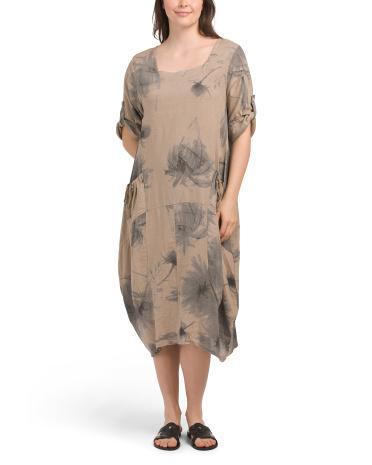 Linen Blend Dress With Pockets for Women Product Image