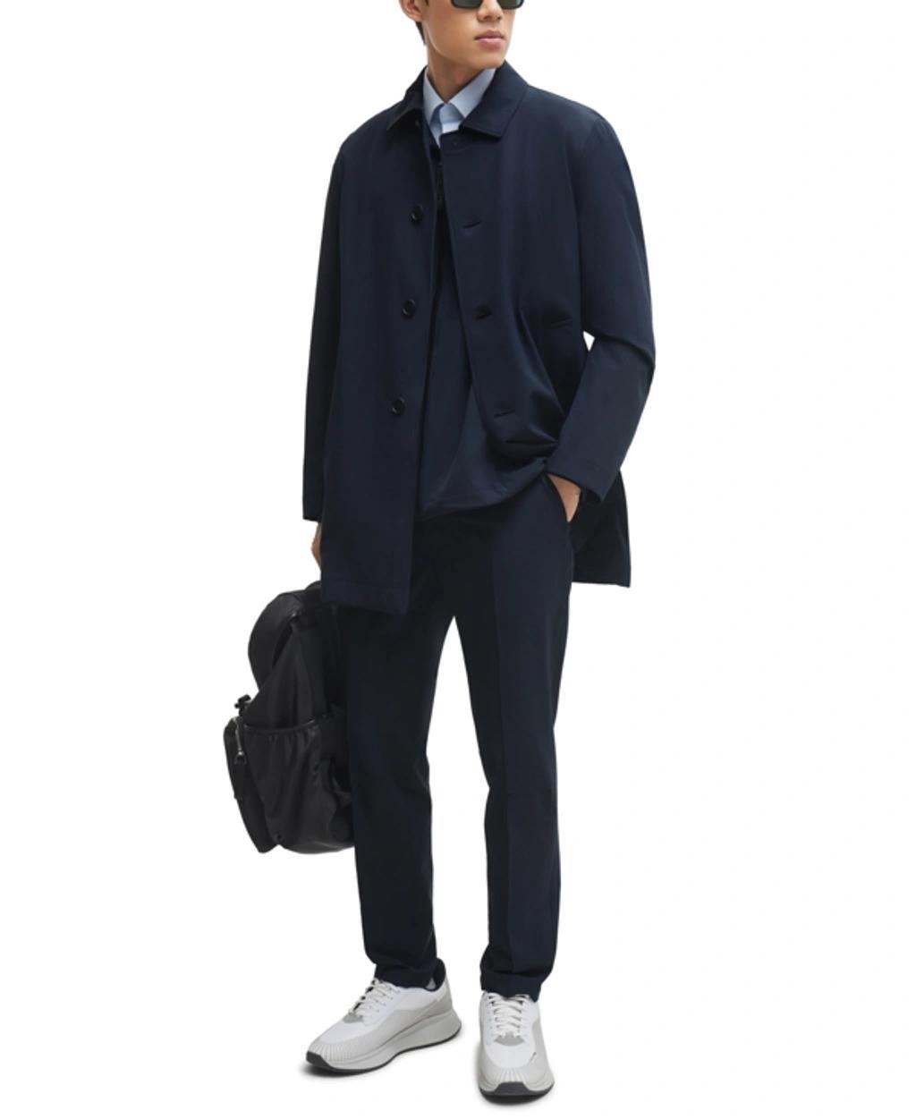 Boss By  Men's Regular-fit Button-up Coat In Dark Blue Product Image