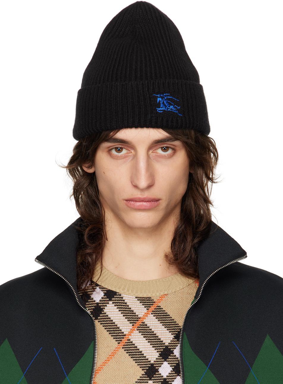 BURBERRY Black Ribbed Cashmere Beanie Product Image