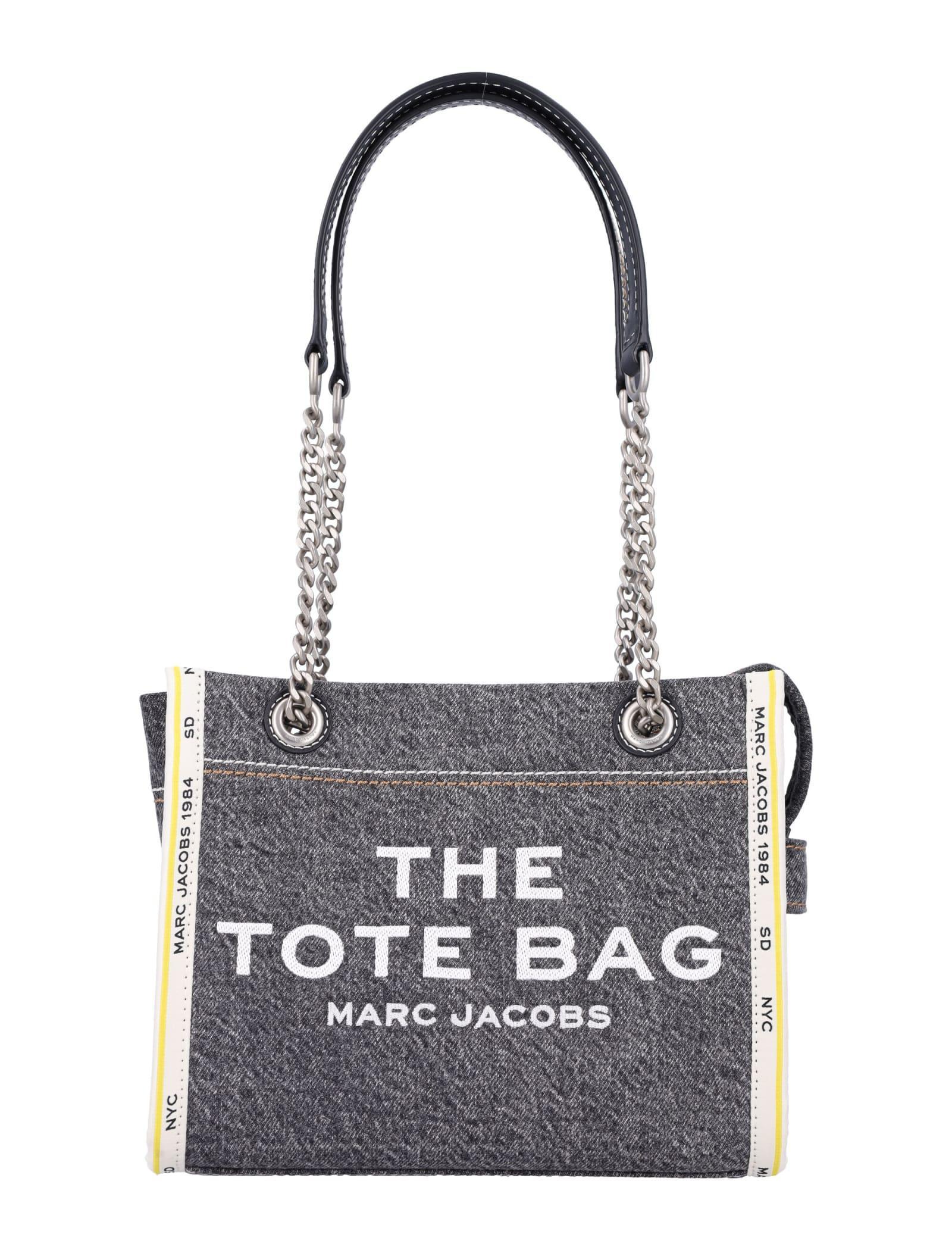 MARC JACOBS The Denim Chain Small Tote Bag In Grey Product Image