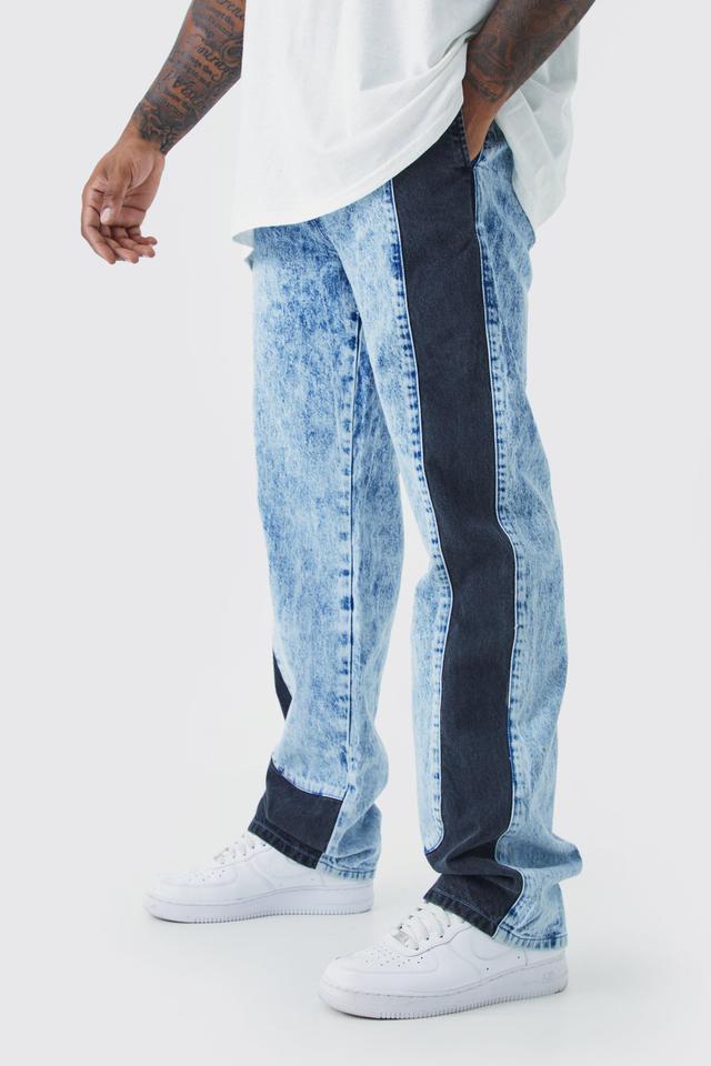 Tall Relaxed Fit Acid Wash Denim Jogger | boohooMAN USA Product Image