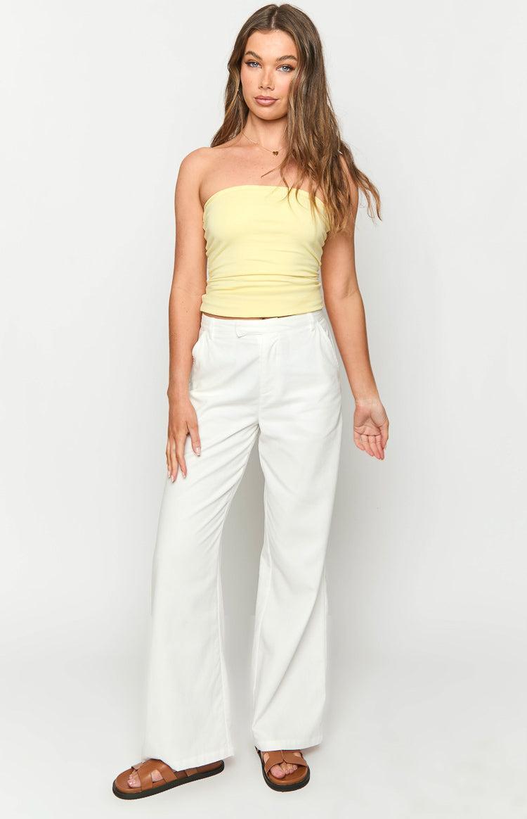 Cabo White Linen Blend Pants Product Image