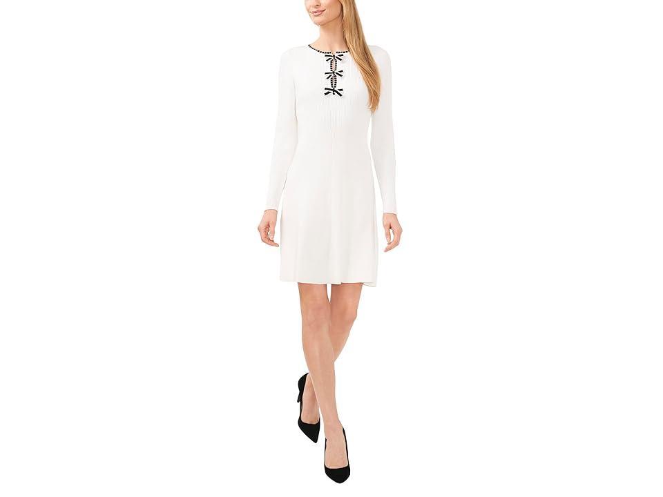 CeCe Crew Neck Bow Closure Sweater Dress (Antique ) Women's Dress Product Image