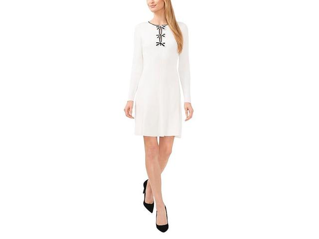 CeCe Crew Neck Bow Closure Sweater Dress (Antique ) Women's Dress Product Image