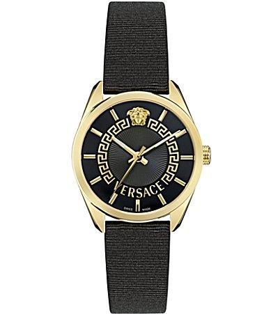 Versace Womens V-Circle Analog Black Strap Watch Product Image