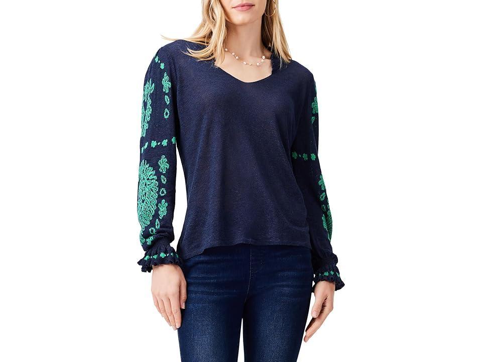 NIC+ZOE Oceanic Sweater (Indigo Multi) Women's Sweater Product Image