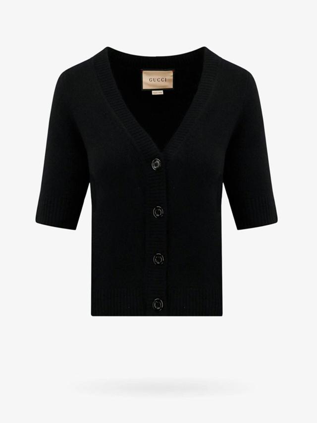 V-necked Cashmere Cardigan In Black Product Image