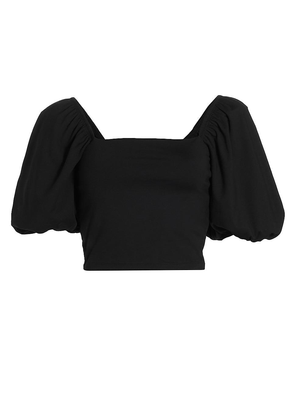 Womens Crop Puff-Sleeve Top Product Image