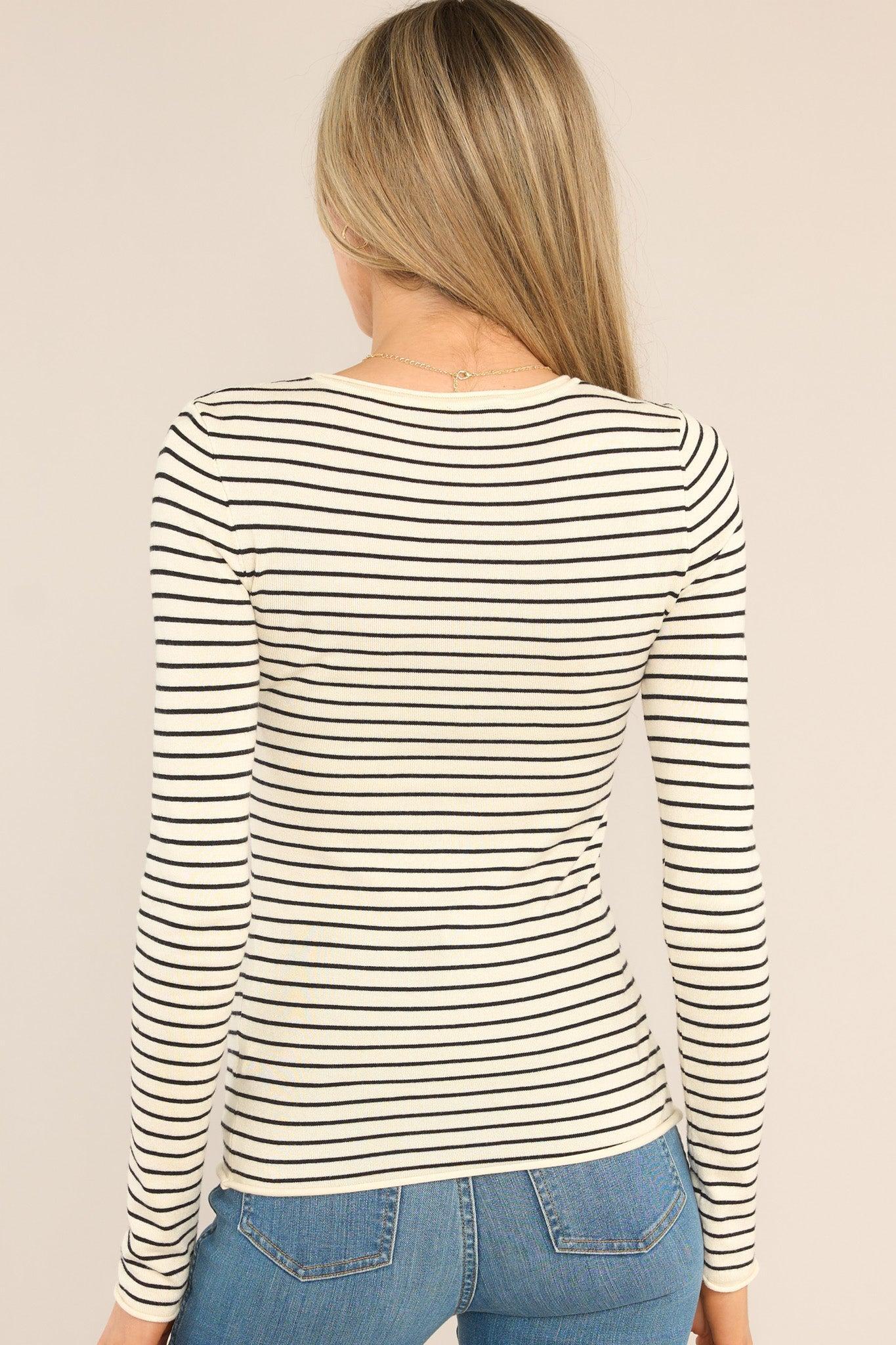 Mixed Signals Black Stripe Long Sleeve Top Product Image