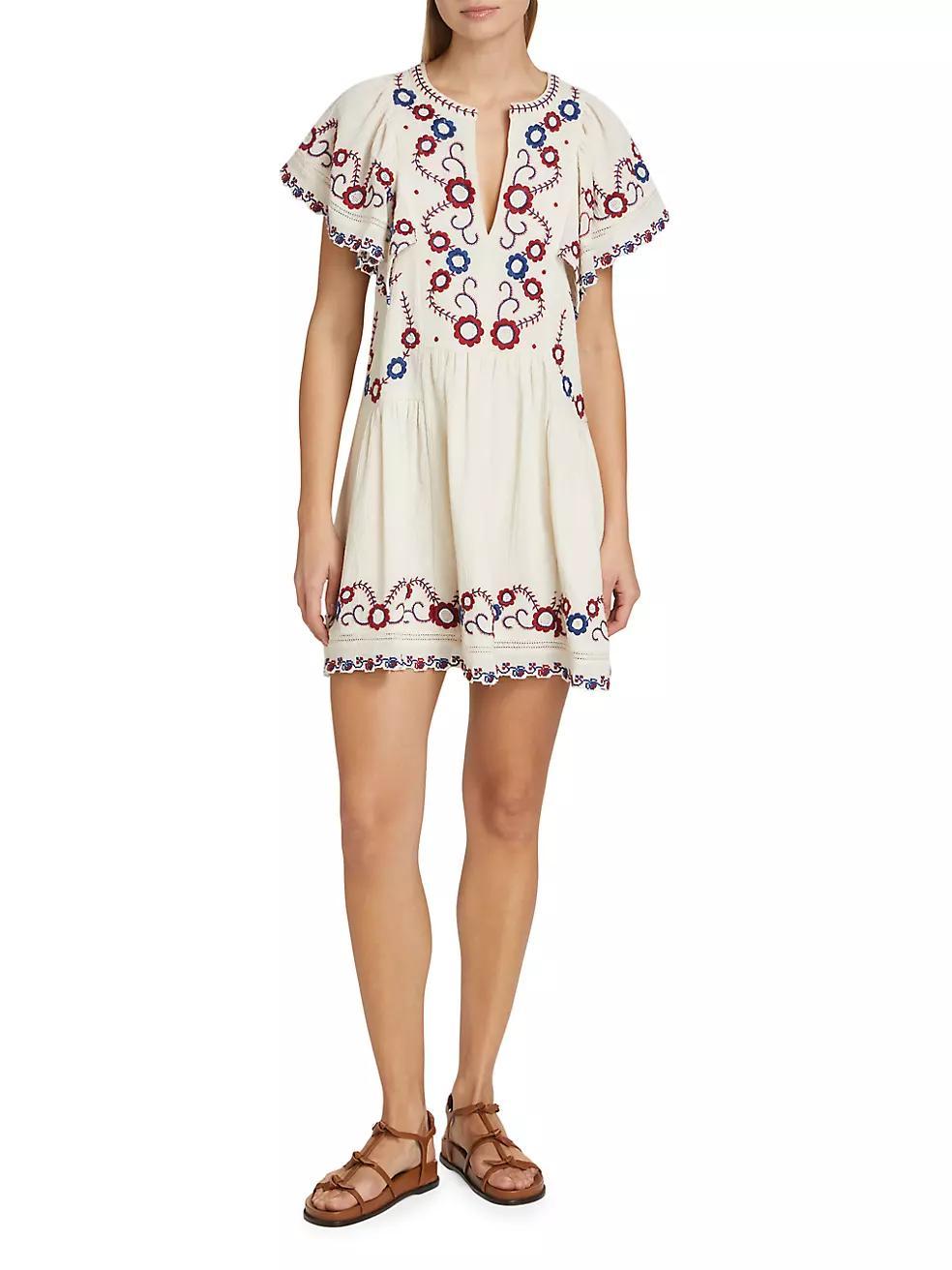 Soren Cotton Floral-Embroidered Minidress Product Image