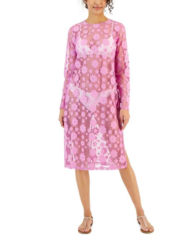 Miken Womens Crochet Long-Sleeve Tunic Cover-Up, Created for Macys Product Image