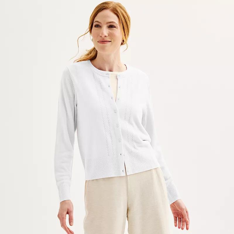 Womens Croft & Barrow Extra Soft Classic Pointelle Cardigan Product Image