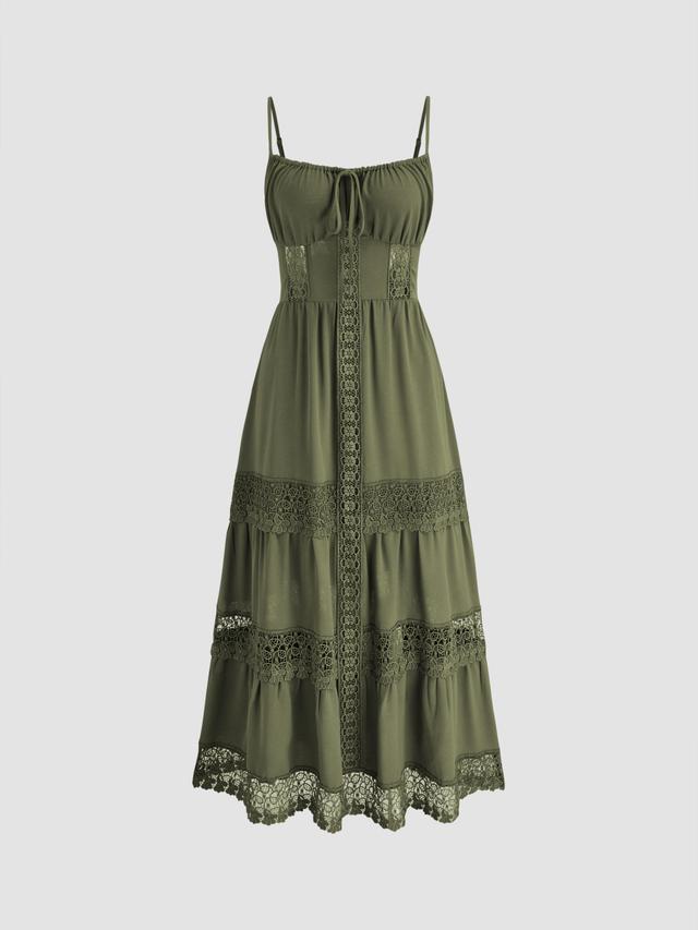 Lace Trim Tiered Cami Maxi Dress Product Image