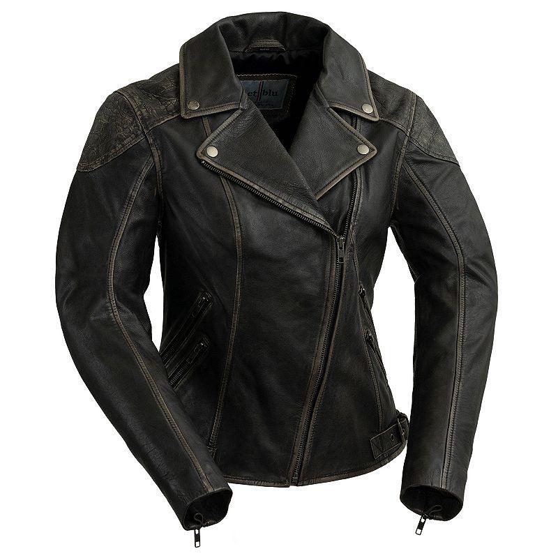 Womens Whet Blu Stephanie Distressed Leather Moto Jacket Product Image