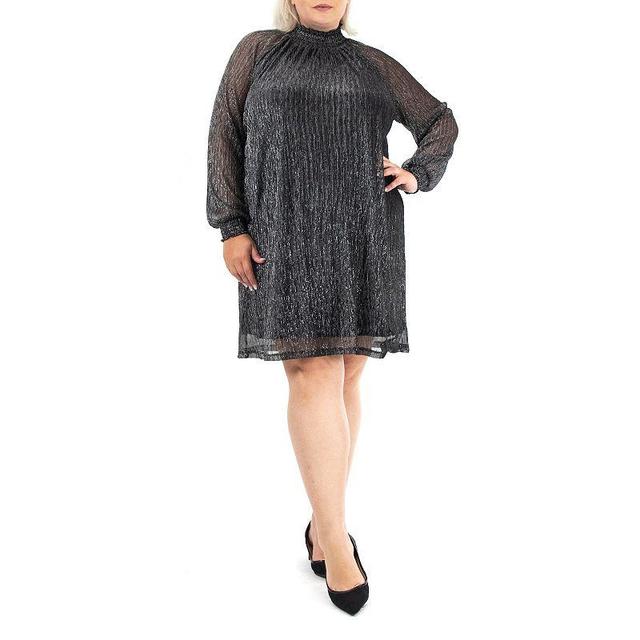 Plus Size Nina Leonard Smockneck Trapeze Dress, Womens Product Image