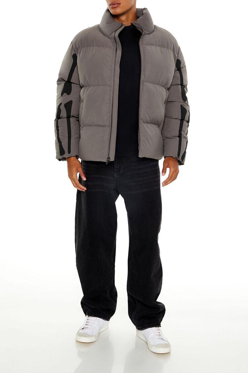 Skeleton Zip-Up Puffer Jacket | Forever 21 Product Image